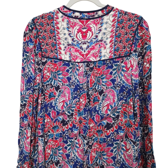 Anthropologie Spliced Floral Paisley Boho Peasant Flowy Tunic Dress Women Size M - Picture 7 of 11
